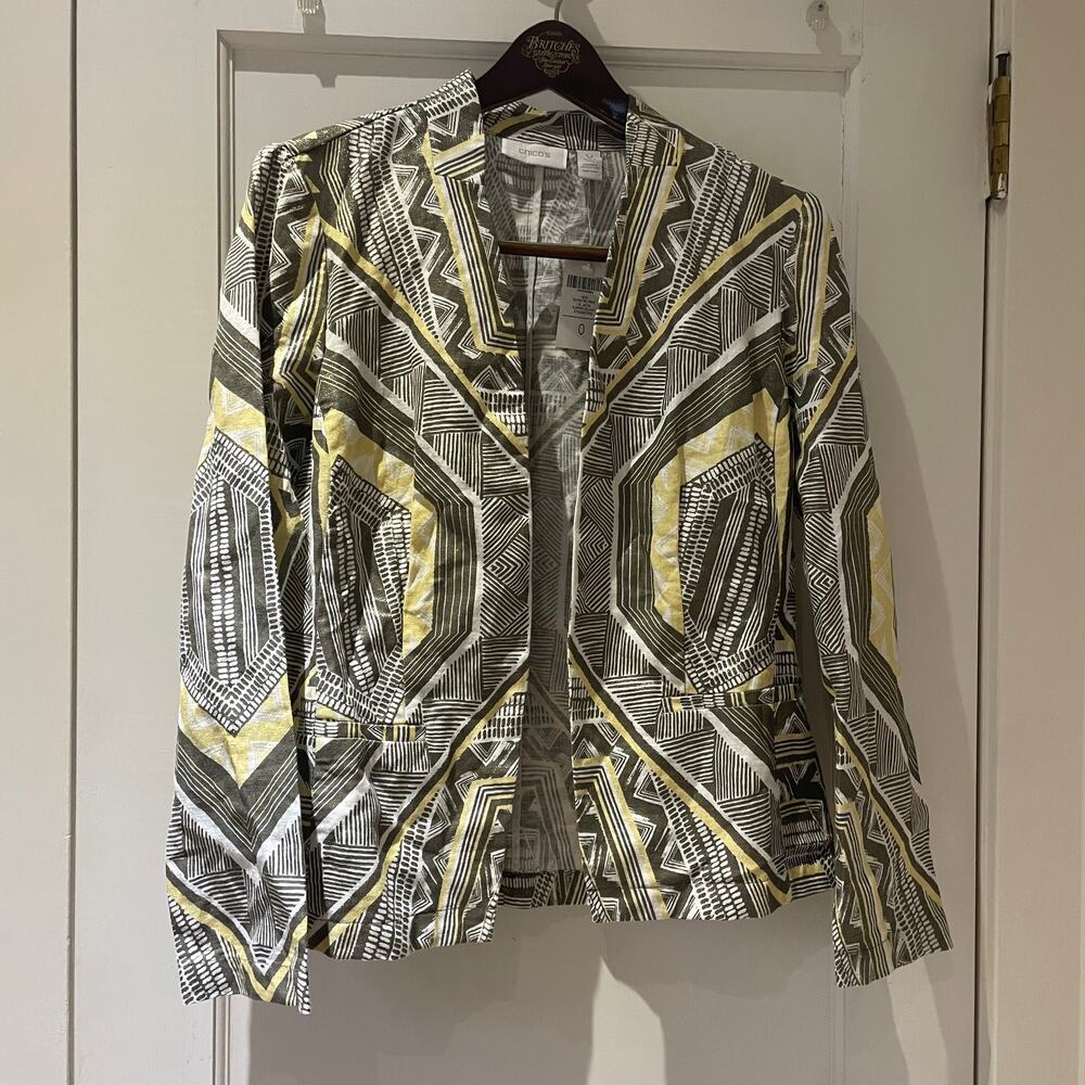 Chicos Geometric Metallic Blazer-Jacket Size Small NWT - Picture 3 of 7